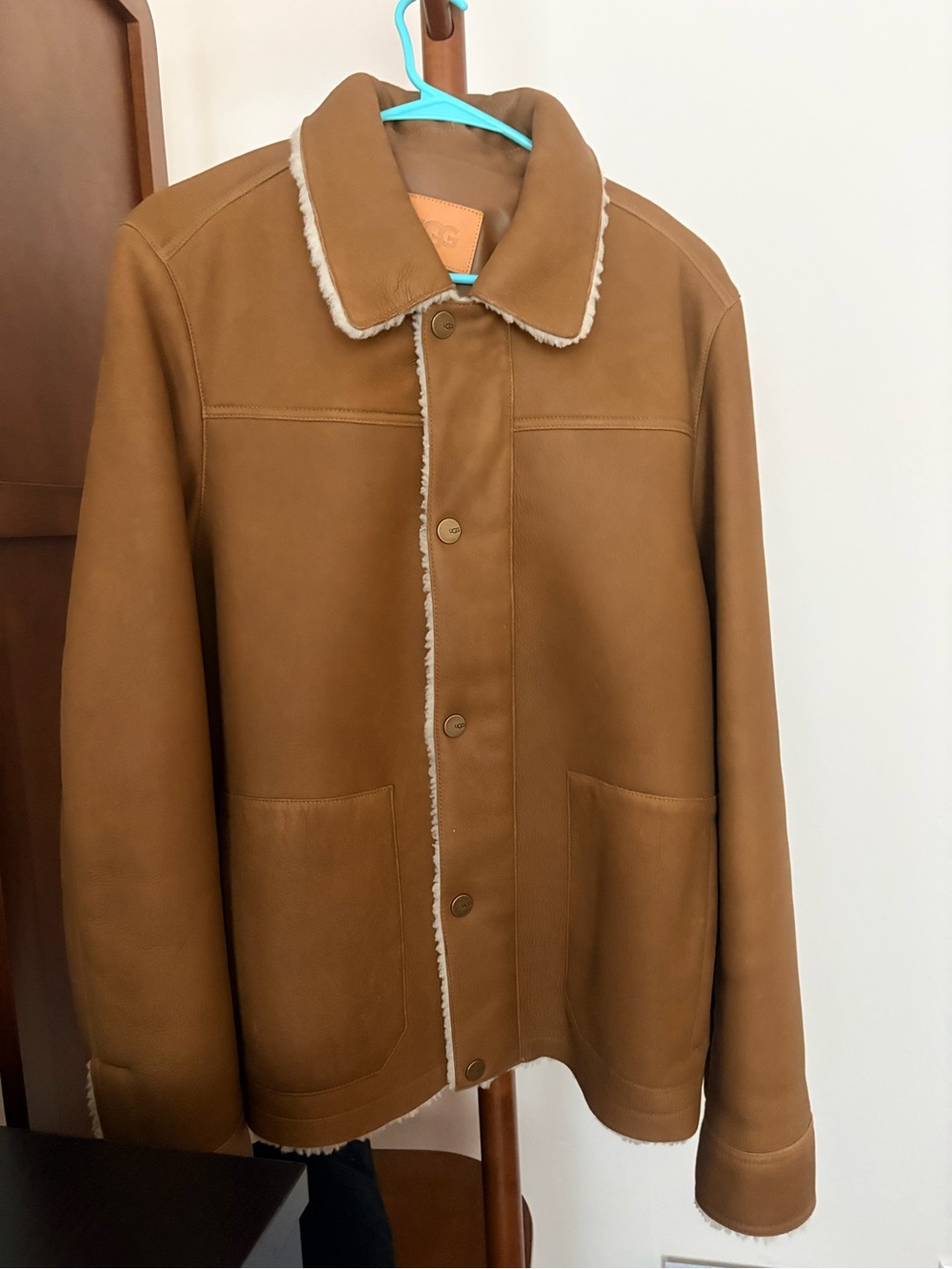 UGG Men's Chestnut Shearling-Trim Bomber Jacket